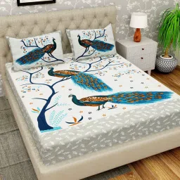 144 TC Cotton Double Jaipuri Prints Flat Bedsheet-10