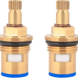 Brass Ceramic Disc Cartridge Quarter Turn 1/2 Inch for Hot and Cold Bathroom Kitchen Tap Faucet Valve - Pack Of 2 Piece Faucet Spindle-28
