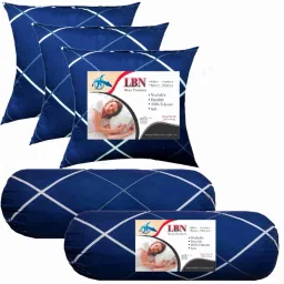 Combo Set 3 Cushion And 2 Microfibre Solid Bolster Pack of 5-image-34