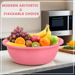 homestic Plastic Multipurpose Storage Basket for office & Home|12 LTR|Pack of 2|Pink & Blue Storage Basket image 4