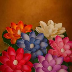 Set of 6 Multicolor, Light Will Shine After Water Exposure Multicolor Lotus Artificial Flower-image-24