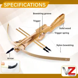 Wooden Toy Crossbow-Bow & Arrow for Kids Archery Set with Rubber-Tipped Arrows Decorative Showpiece - 6 cm-12