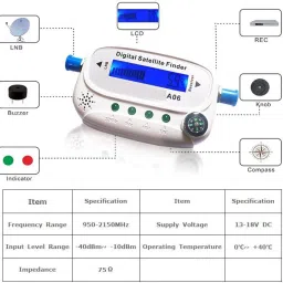 divinext A06 New Arrival with Buzzer Sound & Compass Digital Satellite Finder Signal Meter Digital Satellite dB Meter Dish Antenna Gain Measuring Instrument Satellite Finder with LCD Screen Suitable for All DTH Dish Cable TVs Digital Voltage Tester image 3
