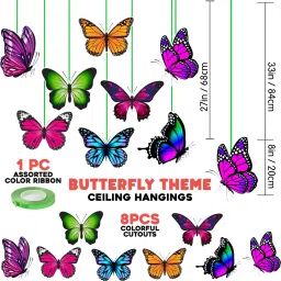 Butterfly Theme Birthday Ceiling Hanging Streamers Kids Theme for Decorations-image-44