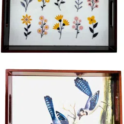 Wooden tray set of 2 with UV print|Serving Tray|Multipurpose Tray|AHS-T1357 Tray-image-61