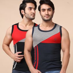 Pack of 2 Combed Cotton Racerback Styled Gym Men Vest-image-50