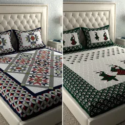 104 TC Cotton Double Jaipuri Prints Flat Bedsheet-93