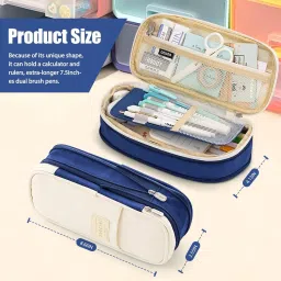 oridor Multi-Compartment Large Capacity Pencil Pouch for Students & Office Use Geometry Box image 4