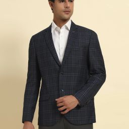 Men Checkered Single Breasted Formal Blazer-image-19