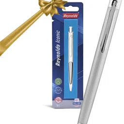 reynolds Premium Tiktok Metal Pen, Silver Bodycolor (Blue Pen) Ball Pen-picture-43