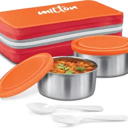 New Mini Lunch Insulated Tiffin, Set of 2, (280 ml Each), With Jacket, Orange 1 Containers Lunch Box-picture-25