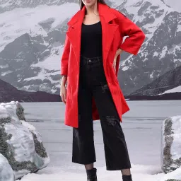 Cotton Blend Solid Coat For Women-image-94