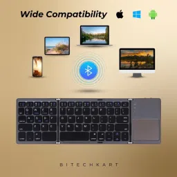 VOOCME Foldable Bluetooth Pocket Size Portable Mini Wireless Keyboard Wireless Handheld Multi-device Keyboard Compatible with Desktop, Laptop, Mac image 2