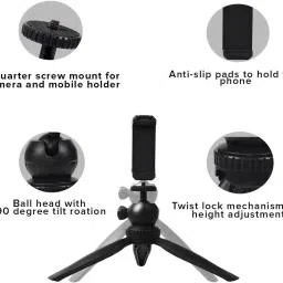 Xtreme Acoustics XA-SGM02-C Portable vlogging kit with tripod stand mobile holder and microphone for DSLR's, Mobile Camera, Smartphone, Photography, Video Recording, Youtuber Tripod Kit Tripod Kit image 4