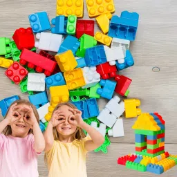 Best Non-Toxic 50 Pcs Building Block Shape Educational Toy(46 Pieces +4 Tyres)-image-76