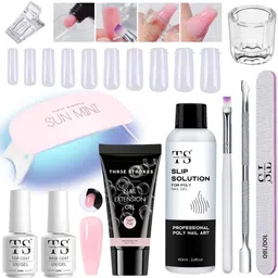 thr3e strokes Nail Extension Kit Light Pink with Mini UV Lamp & Top, Base Coat Nail Art Kit-picture-38