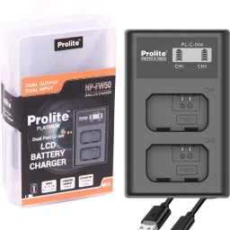Prolite Dual LCD Charger for Sony NP-FW50C Camera Li-ion Batteries |Camera Battery Charger-0
