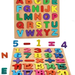 Wooden Alphabet & Counting Number Puzzles with Images for Toddlers,(pack of 2)-image-28