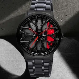 Car wheel watch | Spinning watch | Roatating watch | Gyro watch | Red watch Analog Watch- For Men Spinning car wheel rotating gyro red watch-picture-10