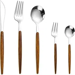 Silver Cutlery Set - 2 Forks|2 Spoons|1 Steak Knife for Home,Restaurant,Gifting Stainless Steel Cutlery Set-image-9