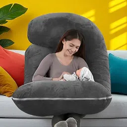 J Shaped Microfibre Solid Pregnancy Pillow Pack of 1-image-10
