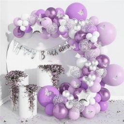 82Pcs Purple Theme Birthday Decoration Kit with Balloons & Banner-image-63