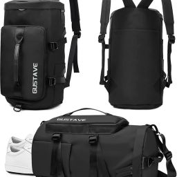 19.44 L Gym Duffel Bag - Durable Waterproof Gym Travel Bag with Shoe Compartment Backpack for Men Women - Black-image-48
