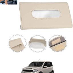 Beige Leatherite Rectangle Shape Fancy Design Tissue Dispencer For Car-110 Vehicle Tissue Dispenser-17