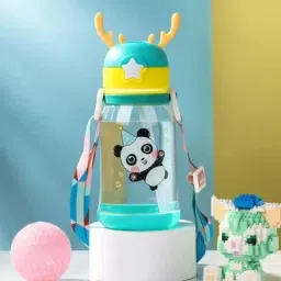 Deer Horn Multi Design Cute Mix Cartoon Sipper school Bottle for Kids with Strap 600 ml Water Bottle-picture-13
