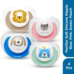 Pacifier Soft Silicone Nipple| BPA Free | Oral Stimulatory | Teether - Pack of 4 Soother-11