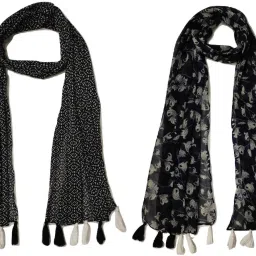 Printed Chiffon Women Multicolor Scarf, Stole, Fancy Scarf-image-52