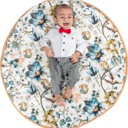 Digital Printed Velvet Round Shaped Baby Mattress White/Blue (0-24 months)-28