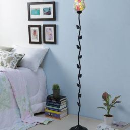 Plazo Green Glass Shade Torchiere Floor Lamp With Metal Base By New Era-picture-13