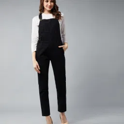 Women Black Dungaree-image-14