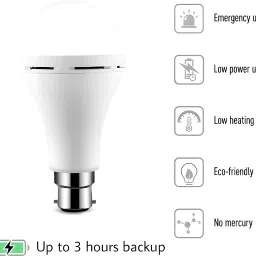 frony Emergency 12W Inverter LED Bulb with 2000mAh Rechargeable Battery Pack of 3 B326 4 hrs Bulb Emergency Light image 5