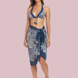 MAYA Floral Print Women Swim Bottom Dark Blue Swimsuit-image-14