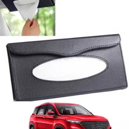 Black Leatherite Rectangle Shape Fancy Design Tissue Dispencer For Car-43 Vehicle Tissue Dispenser-12