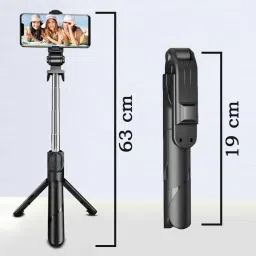 Glatoxi Foldable Bluetooth selfie stick tripod with bluetooth remote Tripod, Monopod image 4