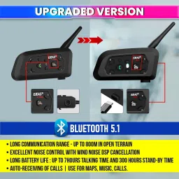 EJEAS V6 Bluetooth Helmet Intercom for 6 Riders (Single Unit) Smart Headphones image 2