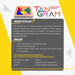 heku Wooden Tangram Shapes Puzzle with 7 wooden blocks, 1 booklet and 1 Game Board image 3