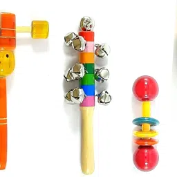 Wooden Head, Ten Bell, Dumble, and Egg Shaker (Set of 4) Rattle-image-0