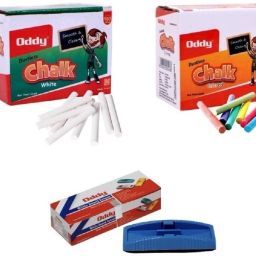 White & Color Chalk with Duster (WHITE - 50 pc + COLOR - 50 pc + 1 DUSTER) black board Dustless WHITE & COLOR Chalks-image-31