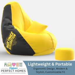 flipkart perfect homes XXXL PatternPuff Bag With Free Cushion and Puffy , Mass Times Acceleration Teardrop Bean Bag With Bean Filling image 4
