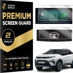 spartan shield Screen Guard for TATA NEXON 2023 FACELIFT || 10.25 Inch Infotainment [Thin Bezel] + Steering Cluster Protector || Water Resistant || Fearless+ Fearless+S || Car Touch Screen Display Accessories 2024 [Not Tempered Glass]-18