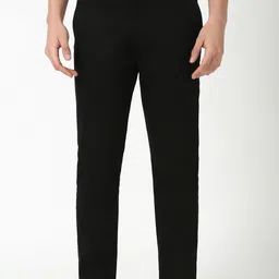 peter england Men Slim Fit Black Cotton Blend Trousers-picture-28