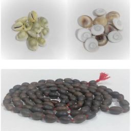 Kamal Gatta Lotus Seeds Mala 108 +1 Beads, 11 Gomati Chakra & Yellow Laxmi Kaudi Wood Chain-image-9