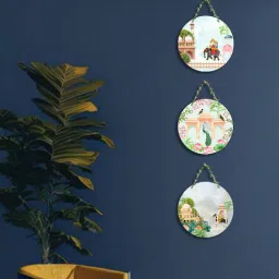 suveharts 3 Pcs Elephant Wooden Circle Set Hanging-picture-0