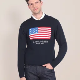 u.s. polo assn. Men Woven Crew Neck Multicolor Sweater-picture-46