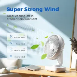 Sasimo Rechargeable 4000mAh Desk Fan, Portable USB-Powered Quiet Table Fan 3 Blade Cooling Mini Table Fan Portable_2025 USB Fan image 2