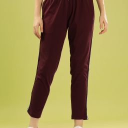 Women Solid Maroon Track Pants-image-30
